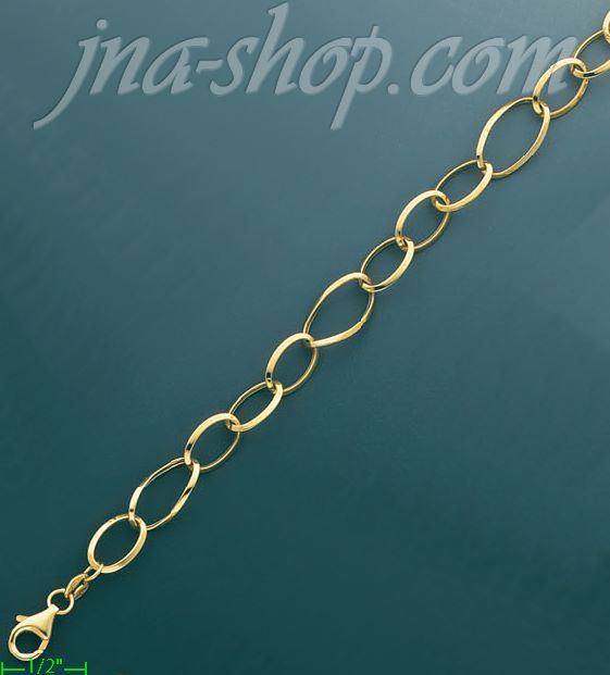 14K Gold Fancy Light Hollow Bracelet 7.5" - Click Image to Close