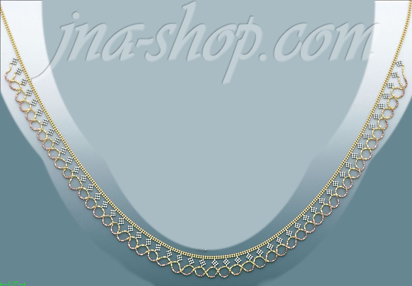 14K Gold Fancy Light Ball Necklace 17" - Click Image to Close