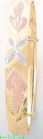 14K Gold 3Color Adjustable Bangle - Click Image to Close