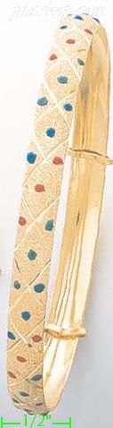 14K Gold Chicken Pox & Flexible Bangle - Click Image to Close