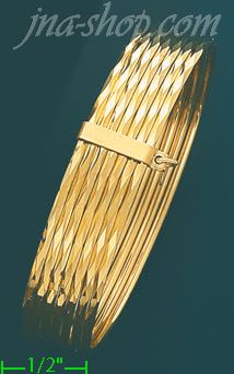 14K Gold Fancy 3Color Bangle - Click Image to Close