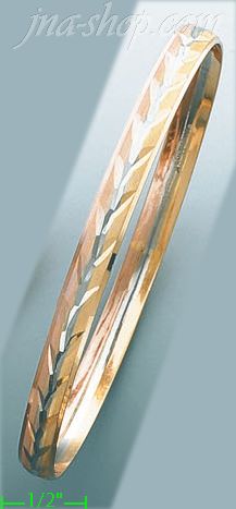 14K Gold Fancy 3Color Bangle - Click Image to Close