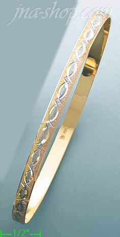 14K Gold Fancy 3Color Bangle - Click Image to Close