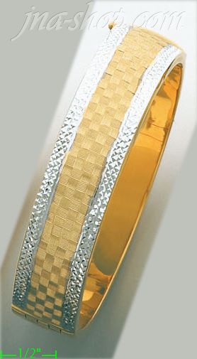 14K Gold Fancy Hollow & Flexible Bangle - Click Image to Close