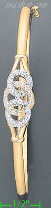 14K Gold Fancy CZ Bangle - Click Image to Close