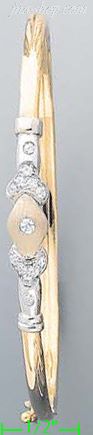 14K Gold Fancy CZ Bangle - Click Image to Close