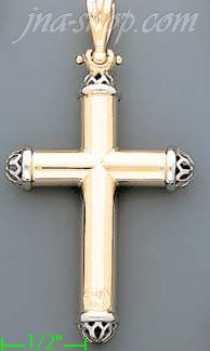 14K Gold Italian Fancy Cross Charm Pendant - Click Image to Close