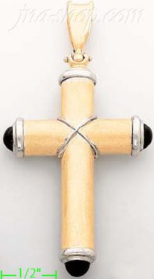 14K Gold Italian Fancy Cross Charm Pendant - Click Image to Close