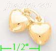 14K Gold 2 Hearts Italian Charm Pendant - Click Image to Close