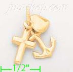 14K Gold Cross Anchor & Heart Italian Charm Pendant - Click Image to Close