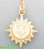 14K Gold Sun Italian Charm Pendant - Click Image to Close