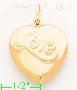 14K Gold Love Heart Italian Charm Pendant - Click Image to Close