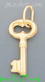 14K Gold Key Italian Charm Pendant - Click Image to Close