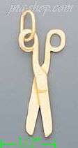 14K Gold Scissors Italian Charm Pendant - Click Image to Close