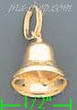 14K Gold Bell Italian Charm Pendant - Click Image to Close
