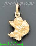 14K Gold Angel Cherub Love Italian Charm Pendant - Click Image to Close