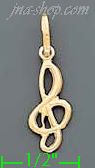 14K Gold Clef Italian Charm Pendant - Click Image to Close