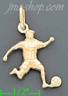 14K Gold Soccer Player Italian Charm Pendant - Click Image to Close