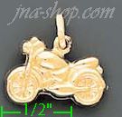 14K Gold Bike Motorcycle Italian Charm Pendant - Click Image to Close