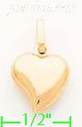 14K Gold Heart Italian Charm Pendant - Click Image to Close
