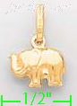 14K Gold Elephant Italian Charm Pendant - Click Image to Close