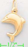 14K Gold Dolphin Italian Charm Pendant - Click Image to Close