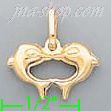 14K Gold Dolphins Italian Charm Pendant - Click Image to Close