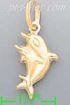 14K Gold Dolphins Italian Charm Pendant - Click Image to Close