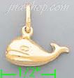 14K Gold Whale Italian Charm Pendant - Click Image to Close