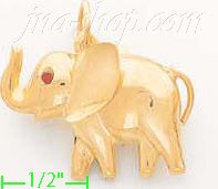 14K Gold Elephant Italian Charm Pendant - Click Image to Close