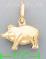 14K Gold Pig Italian Charm Pendant - Click Image to Close