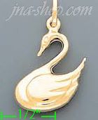 14K Gold Swan Italian Charm Pendant - Click Image to Close
