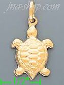 14K Gold Sea Turtle Charm Pendant - Click Image to Close