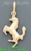 14K Gold Bucking Horse Italian Charm Pendant - Click Image to Close