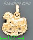 14K Gold Rocking Horse Italian Charm Pendant - Click Image to Close