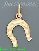 14K Gold Horseshoe Italian Charm Pendant - Click Image to Close