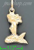 14K Gold Mermaid Italian Charm Pendant - Click Image to Close