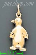 14K Gold Penguin Italian Charm Pendant - Click Image to Close