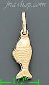 14K Gold Fish Italian Charm Pendant - Click Image to Close