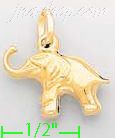 14K Gold Elephant Italian Charm Pendant - Click Image to Close