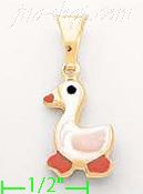 14K Gold Duck Enamel Charm Pendant - Click Image to Close