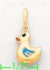 14K Gold Duck Enamel Charm Pendant - Click Image to Close
