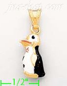 14K Gold Penguin Enamel Charm Pendant - Click Image to Close