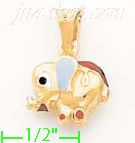 14K Gold Elephant Enamel Charm Pendant - Click Image to Close