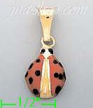14K Gold Ladybug Enamel Charm Pendant - Click Image to Close