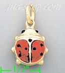 14K Gold Ladybug Enamel Charm Pendant - Click Image to Close