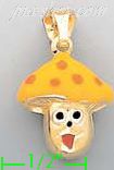 14K Gold Mushroom Enamel Charm Pendant - Click Image to Close