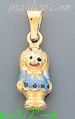 14K Gold Girl Enamel Charm Pendant - Click Image to Close