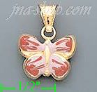 14K Gold Butterfly Enamel Charm Pendant - Click Image to Close