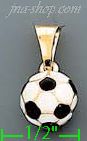 14K Gold 3D Soccerball Enamel Charm Pendant - Click Image to Close